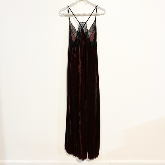 NWT Zadig & Voltaire Risty Velvet Bordeaux Lace Maxi Dress - Picture 8 of 13